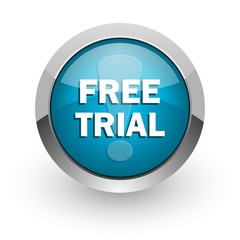 free trial blue glossy web icon