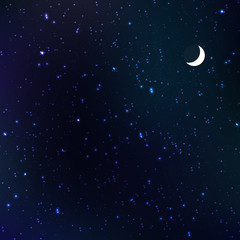 Obraz na płótnie Canvas Starry night with moon, vector illustration