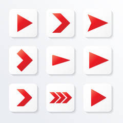 Set of red arrows, web icon, vector illustration