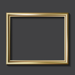 Simple golden picture frame, vector illustration