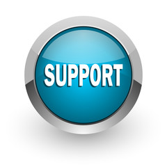 support blue glossy web icon
