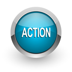 action blue glossy web icon