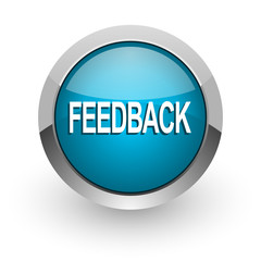 feedback blue glossy web icon
