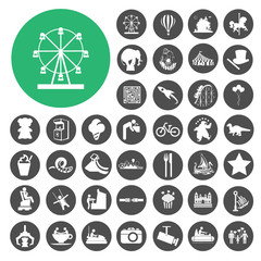 Amusement Park icons set