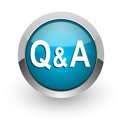 question answer blue glossy web icon