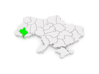 Map of Ivano-Frankivsk region. Ukraine.