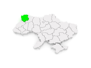 Map of Volyn region. Ukraine.