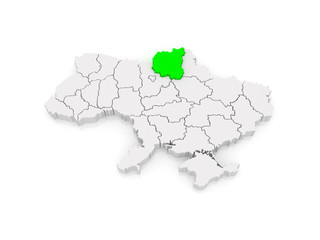 Map of Chernihiv region. Ukraine.