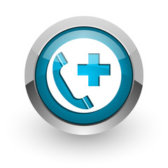 Obraz premium emergency call blue glossy web icon
