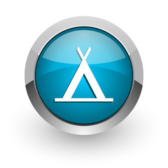 camp blue glossy web icon