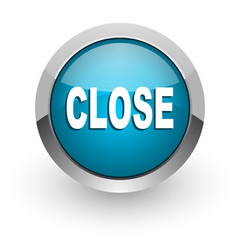 close blue glossy web icon