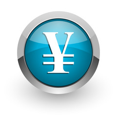 Obraz premium yen blue glossy web icon