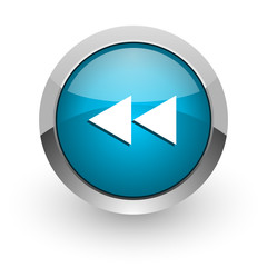 rewind blue glossy web icon