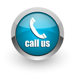 call us blue glossy web icon