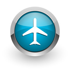 Fototapeta premium plane blue glossy web icon