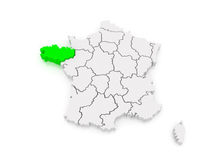 Map of Brittany. France.