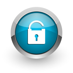 padlock blue glossy web icon