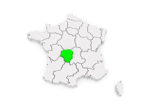 Map of Limousin. France.