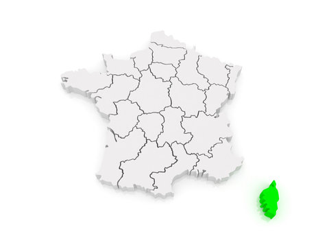 Map of Corsica. France.