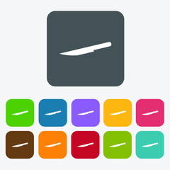 Kitchen knives vector icon. Rectangle colourful 12 buttons.