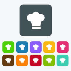 Chef icons set. Rectangle colourful 12 buttons.