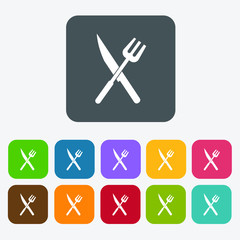 Knife and fork isolated icons set.