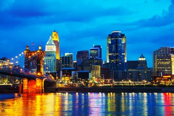 Poster Cincinnati downtown overview © andreykr