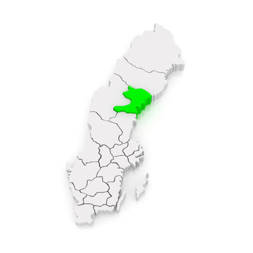 Map of Vasternorrland. Sweden.