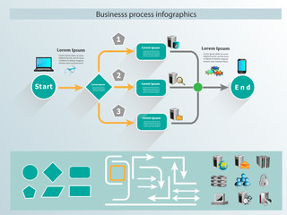 Business process infographics and reusable icon - obrazy, fototapety, plakaty