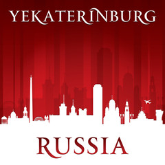 Yekaterinburg Russia city skyline silhouette red background