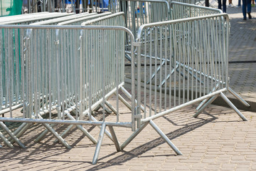 Metal barriers grouped into deployment.