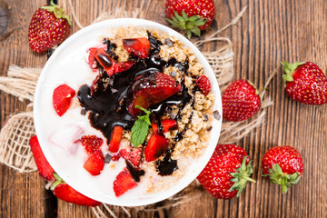 Portion of homemade Strawberry Yogurt