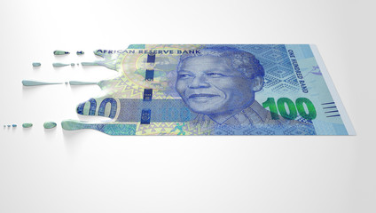 South African Rand Melting Dripping Banknote