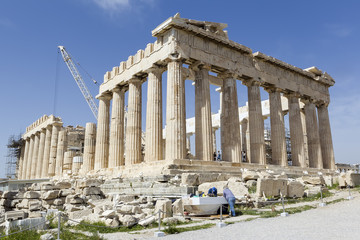 Ancient temple Parthenon in Acropolis Athens Greece