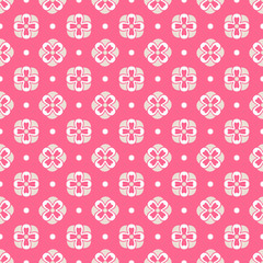 Light summer vector seamless pattern (tiling). Fond pink, white