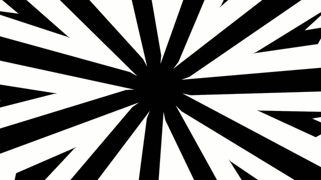 Black and white star shape twisting and rotating