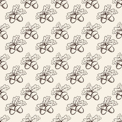Seamless pattern with acorns. Vector background.