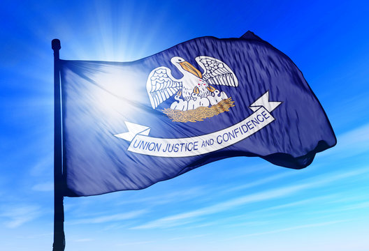 Louisiana (USA) flag waving on the wind