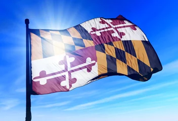 Papier Peint photo Lavable Amérique centrale Maryland (USA) flag waving on the wind