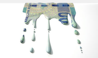 South African Rand Melting Dripping Banknote