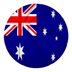 Basketball ball with Australia flag. Isolated on white.