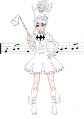 An anime style girl teacher of music