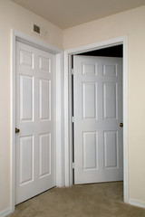 two interior doors one open