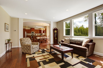 Soft tones living room with old furniture