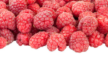 Fresh raspberries on white background