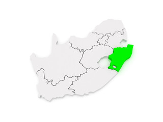 Map of KwaZulu-Natal (Pietermaritzburg). South Africa.