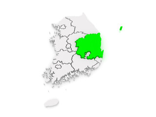 Map of Gyeongsang. South Korea.