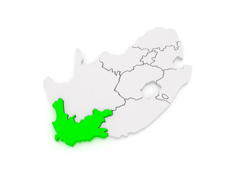 Map of Western Cape (Cape Town). South Africa.