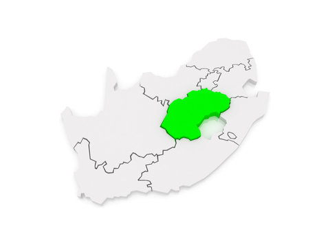 Map of Free State (Bloemfontein). South Africa.