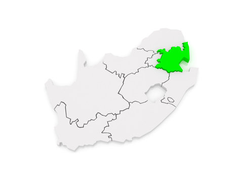Map of Mpumalanga (Nelspruit). South Africa.